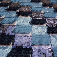 Ткань Пайеточная с бахромой (синий-голубой)